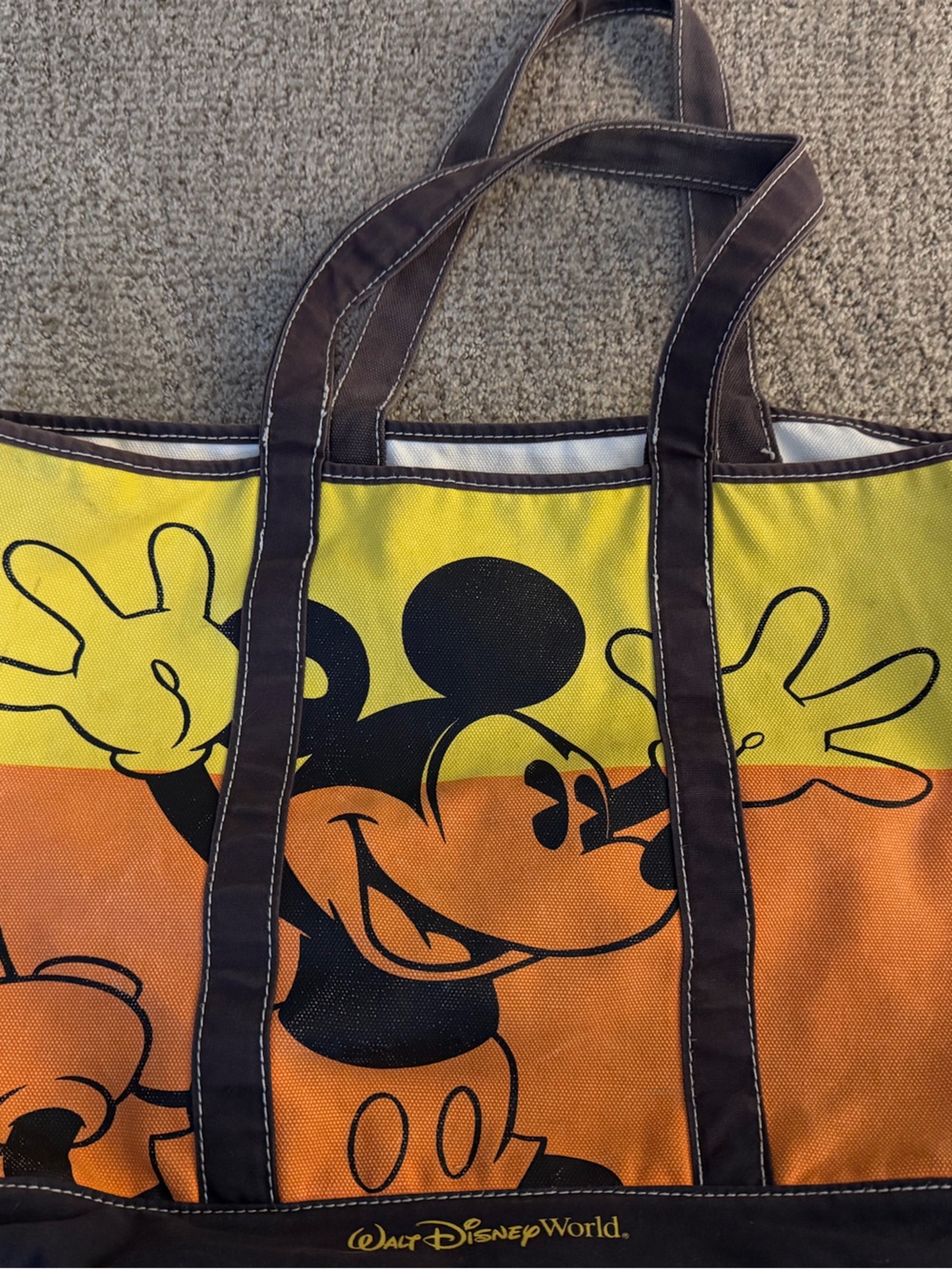Vintage Walt Disney World Mickey Mouse Yellow & Orange Tote Bag